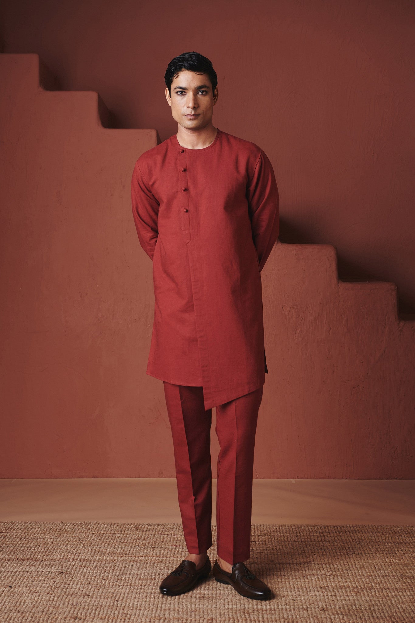 Brick Co - Linen Men's Side Open Kurta Set - CiceroniKurtaSaphed