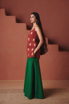 Brick Paan Co - Linen Sleeveless Sharara Set - CiceroniKurta Set, Everyday WearSaphed