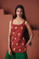 Brick Paan Co - Linen Sleeveless Sharara Set - CiceroniKurta Set, Everyday WearSaphed