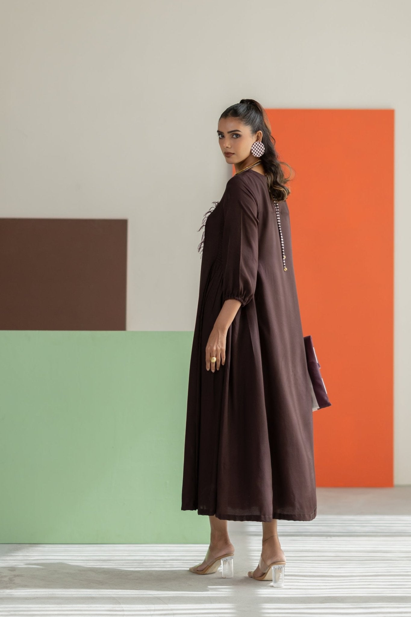 Brown Dress - CiceroniDressesTussah