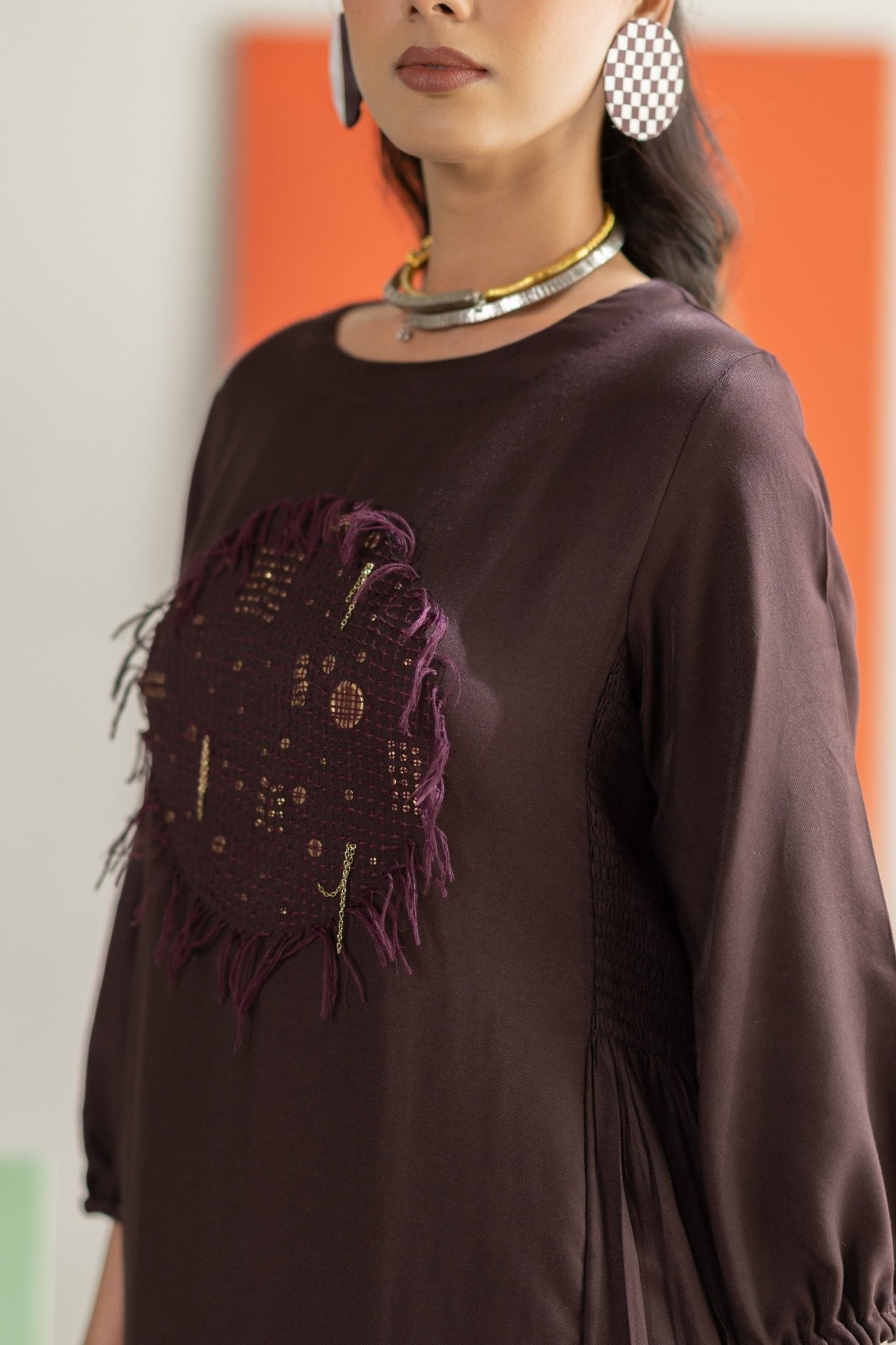 Brown Dress - CiceroniDressesTussah