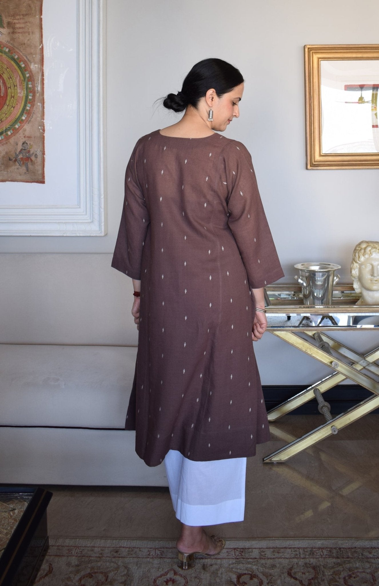 Brown Jamdani Phiran - CiceroniKurta, Everyday WearHouse of Moxa