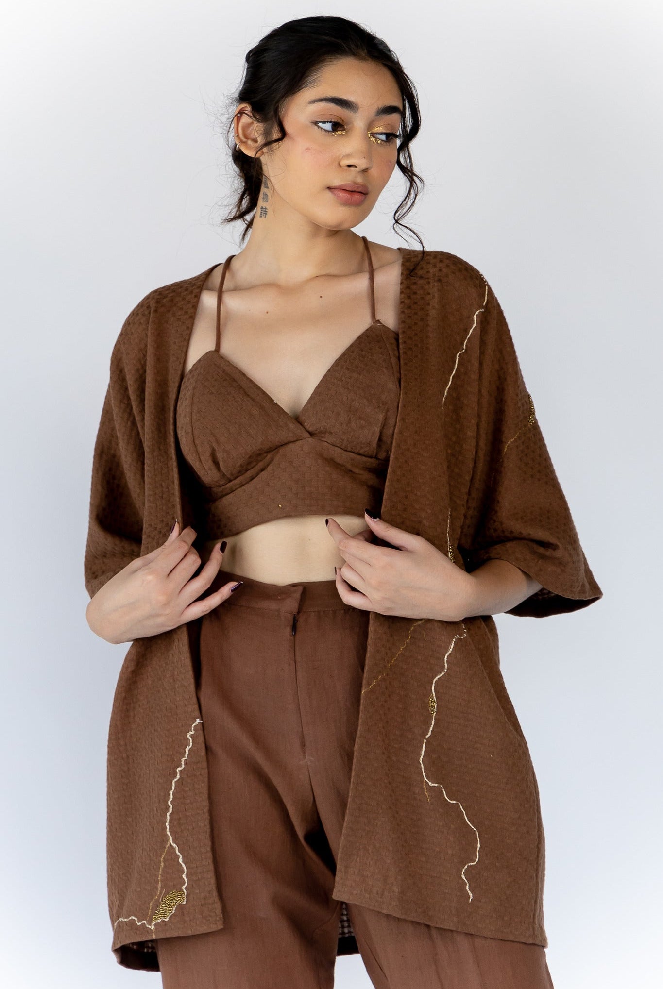 Brown Kanna Cotton Kimono - CiceroniKimonoNirjara