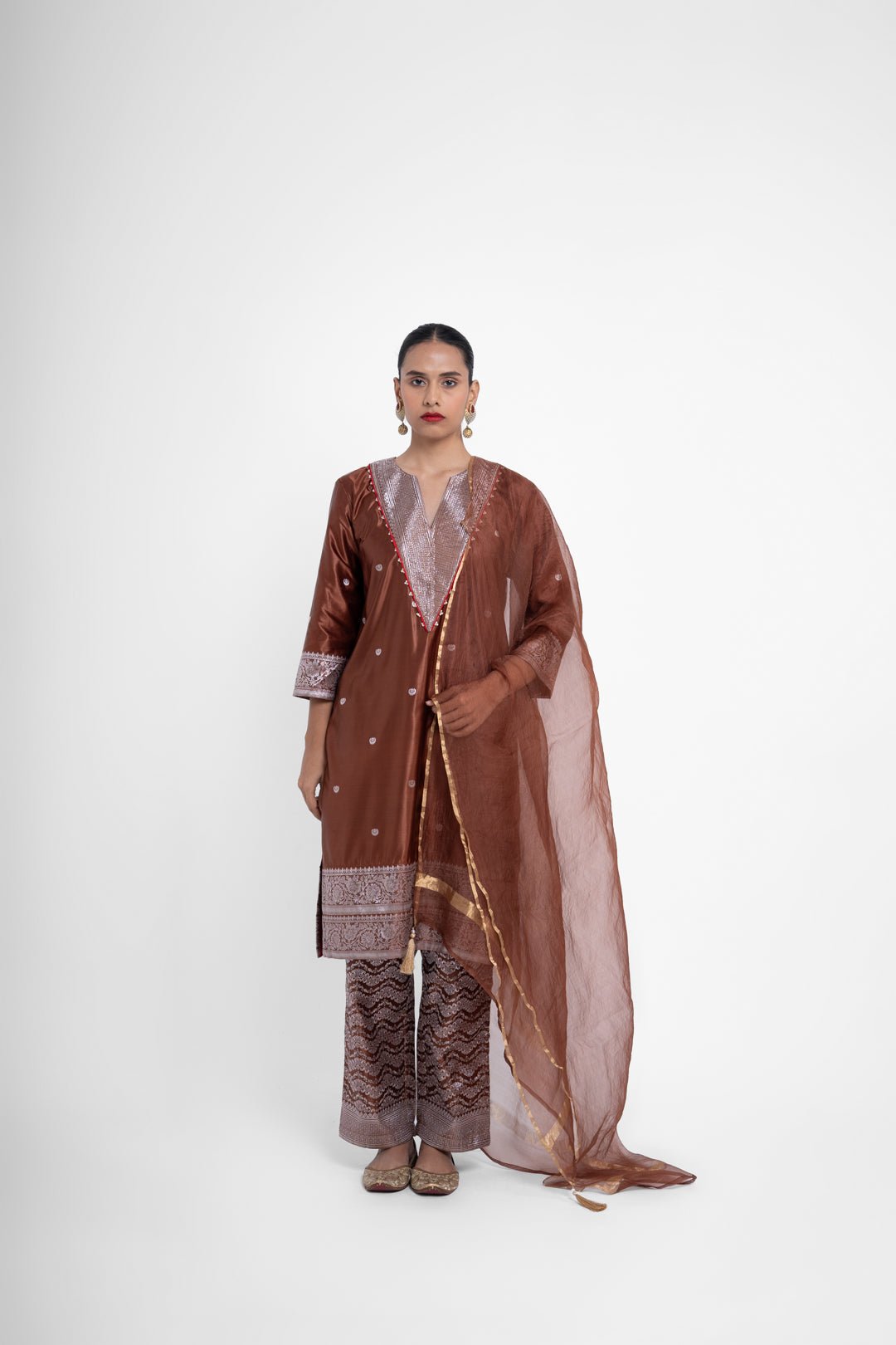 Brown Organza Odhani - CiceroniDupattaShriya Singhi