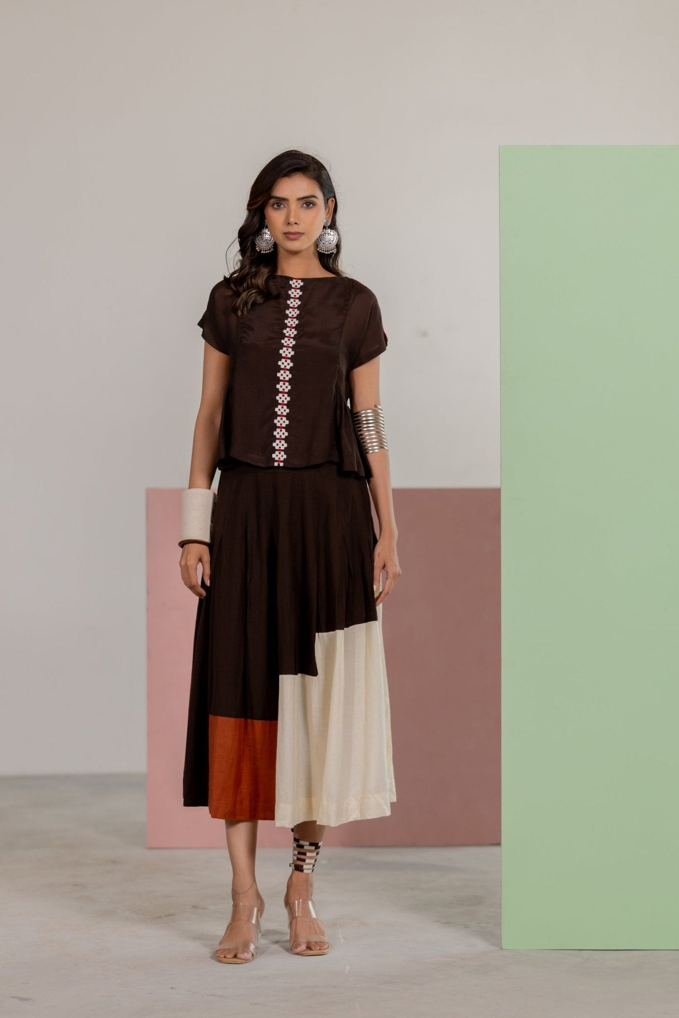 Brown Skirt Set - CiceroniSkirt SetTussah