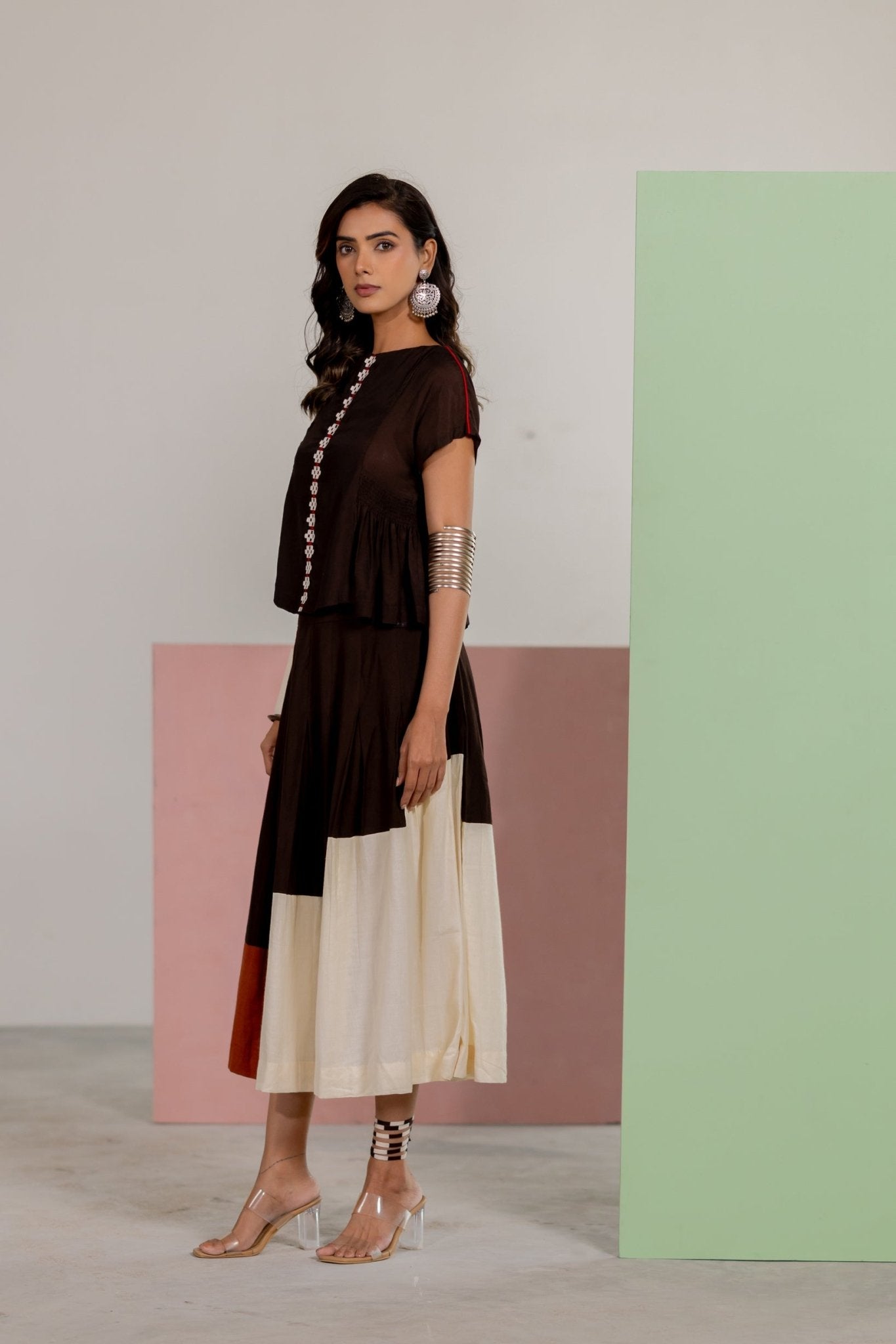 Brown Skirt Set - CiceroniSkirt SetTussah