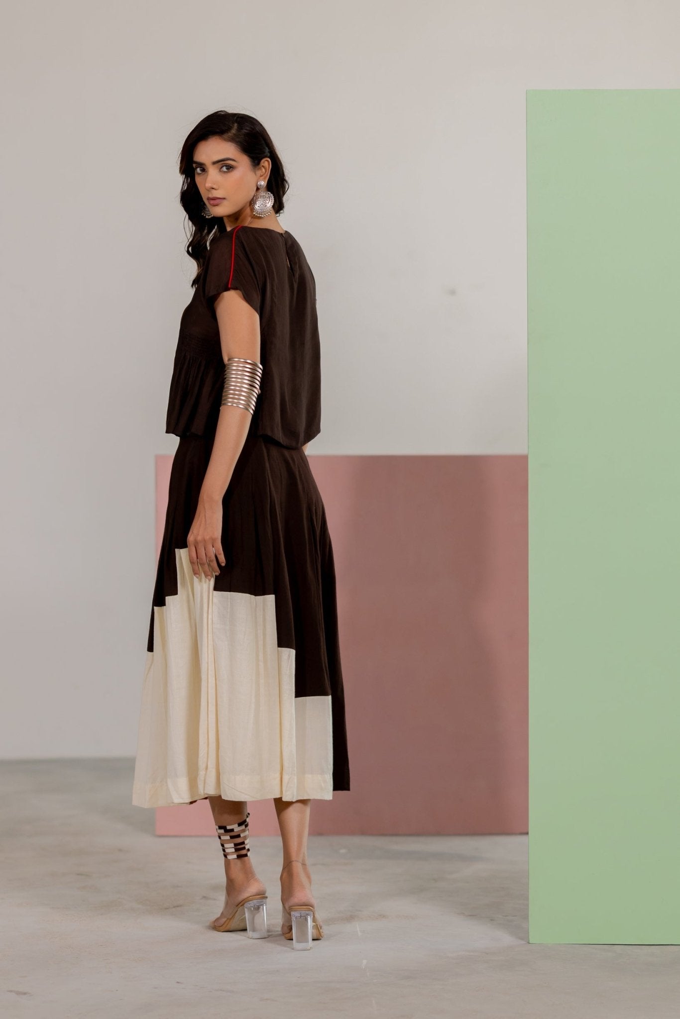 Brown Skirt Set - CiceroniSkirt SetTussah