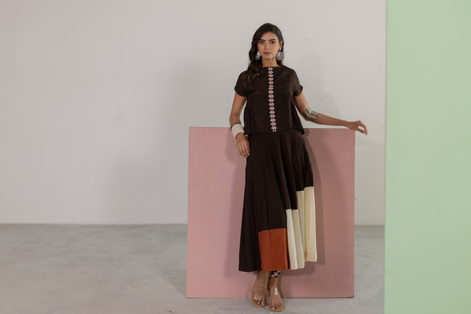 Brown Skirt Set - CiceroniSkirt SetTussah