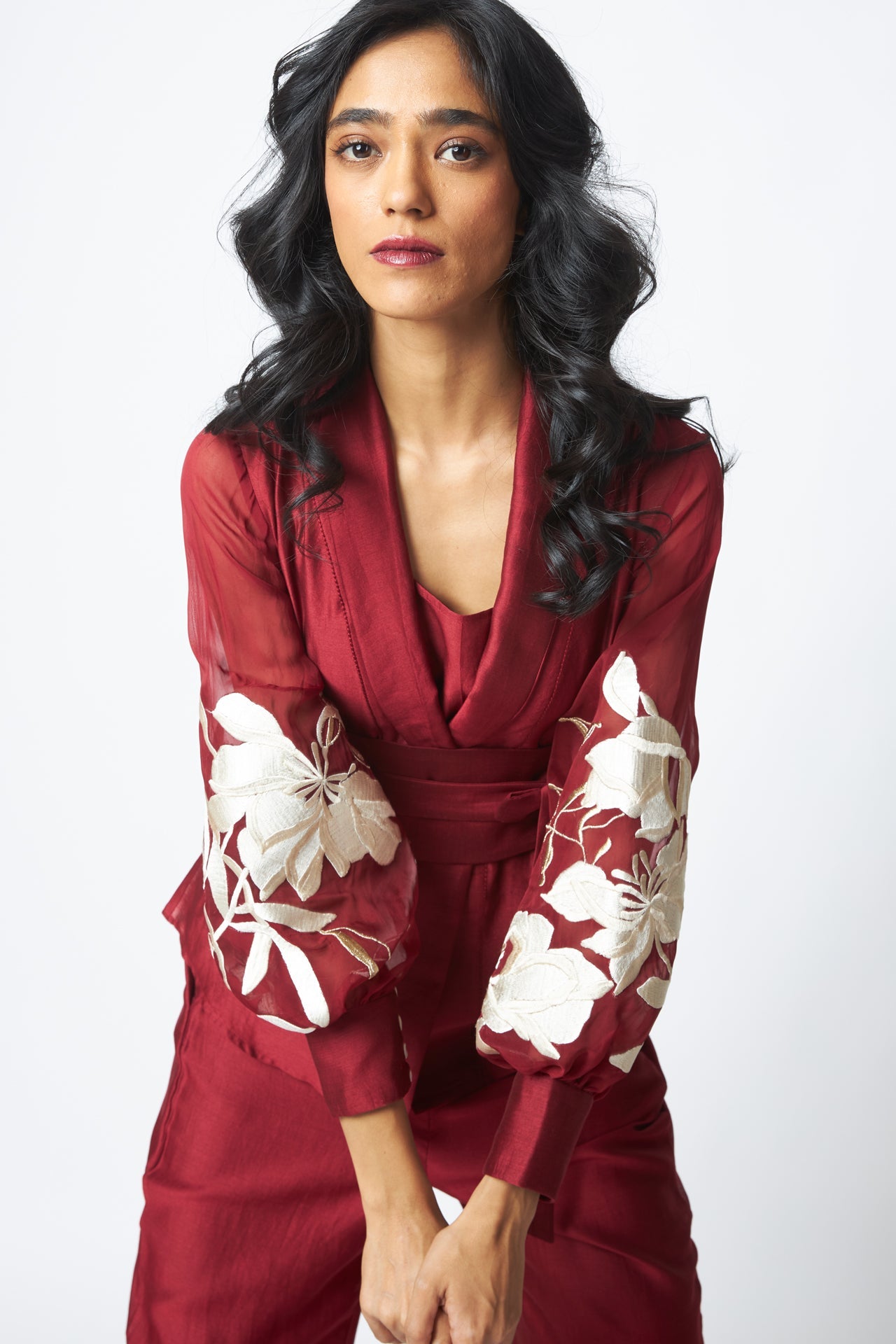 Burgandy Reva - Blazer Wrap Top & Wide - Leg Pant - CiceroniCo - ord SetMadder Much