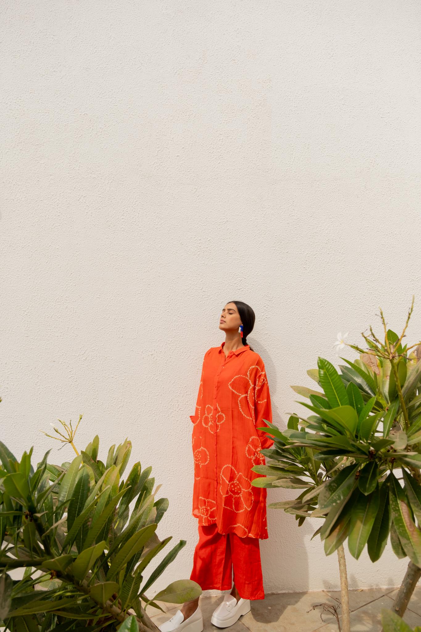 Burnt Orange Bandhani Tunic with Pants - CiceroniKurta SetSilai Studio