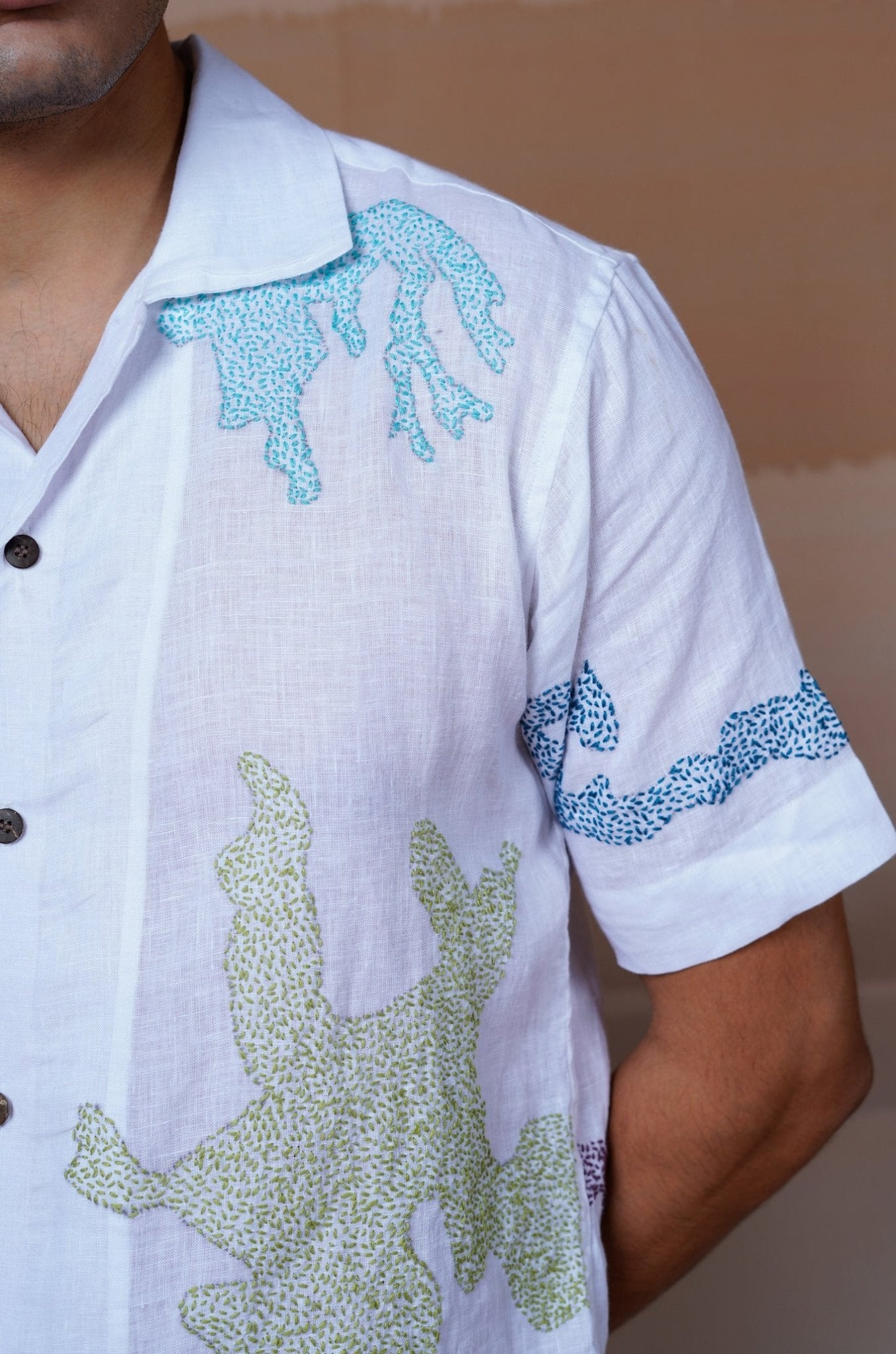 Canvas of Colours 2.0 - Hand Embroidered Unisex Linen Shirt - CiceroniShirtsCultura Studio