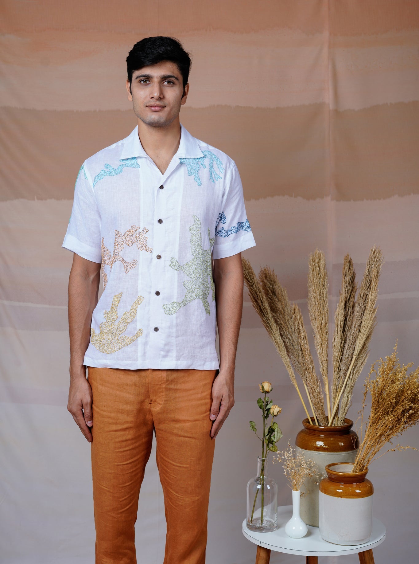 Canvas of Colours 2.0 - Hand Embroidered Unisex Linen Shirt - CiceroniShirtsCultura Studio