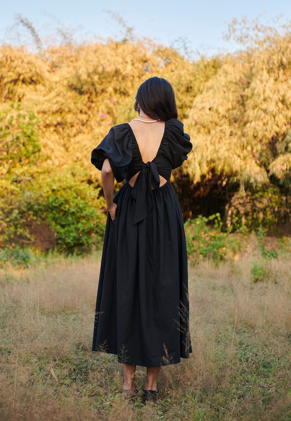 Carbon Co - Linen Front Twist Dress - CiceroniDressesSaphed