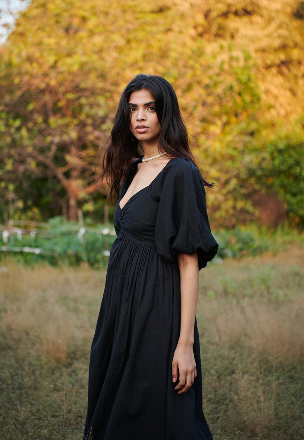 Carbon Co - Linen Front Twist Dress - CiceroniDressesSaphed