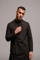 Carbon Co - Linen Men's Bandhgala Jacket - CiceroniJacketsSaphed