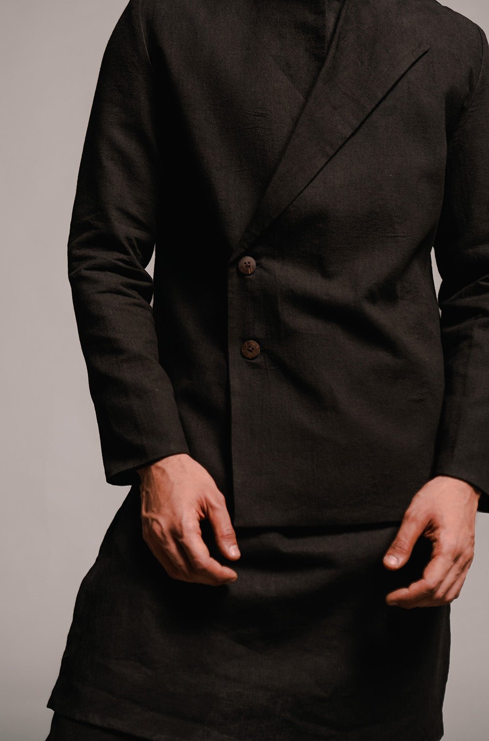 Carbon Co - Linen Men's Bandhgala Jacket - CiceroniJacketsSaphed