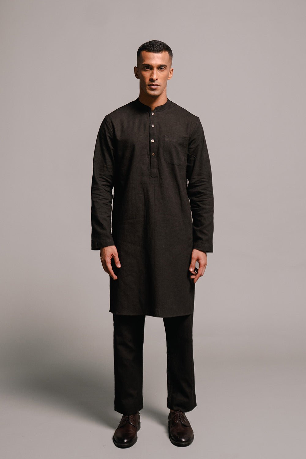 Carbon Co - Linen Men's Kurta Set - CiceroniKurta Set, Festive WearSaphed