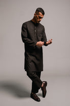 Carbon Co - Linen Men's Kurta Set - CiceroniKurta Set, Festive WearSaphed