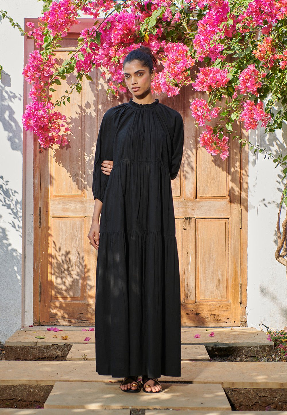 Carbon Co - Linen Three Tiered Dress - CiceroniDressesSaphed