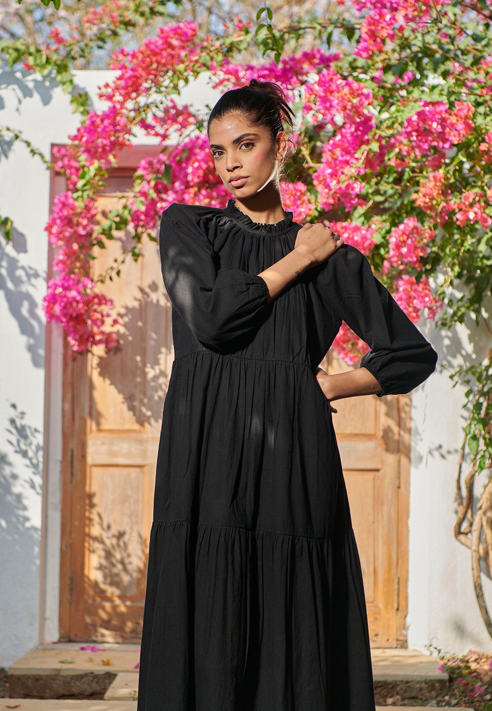 Carbon Co - Linen Three Tiered Dress - CiceroniDressesSaphed