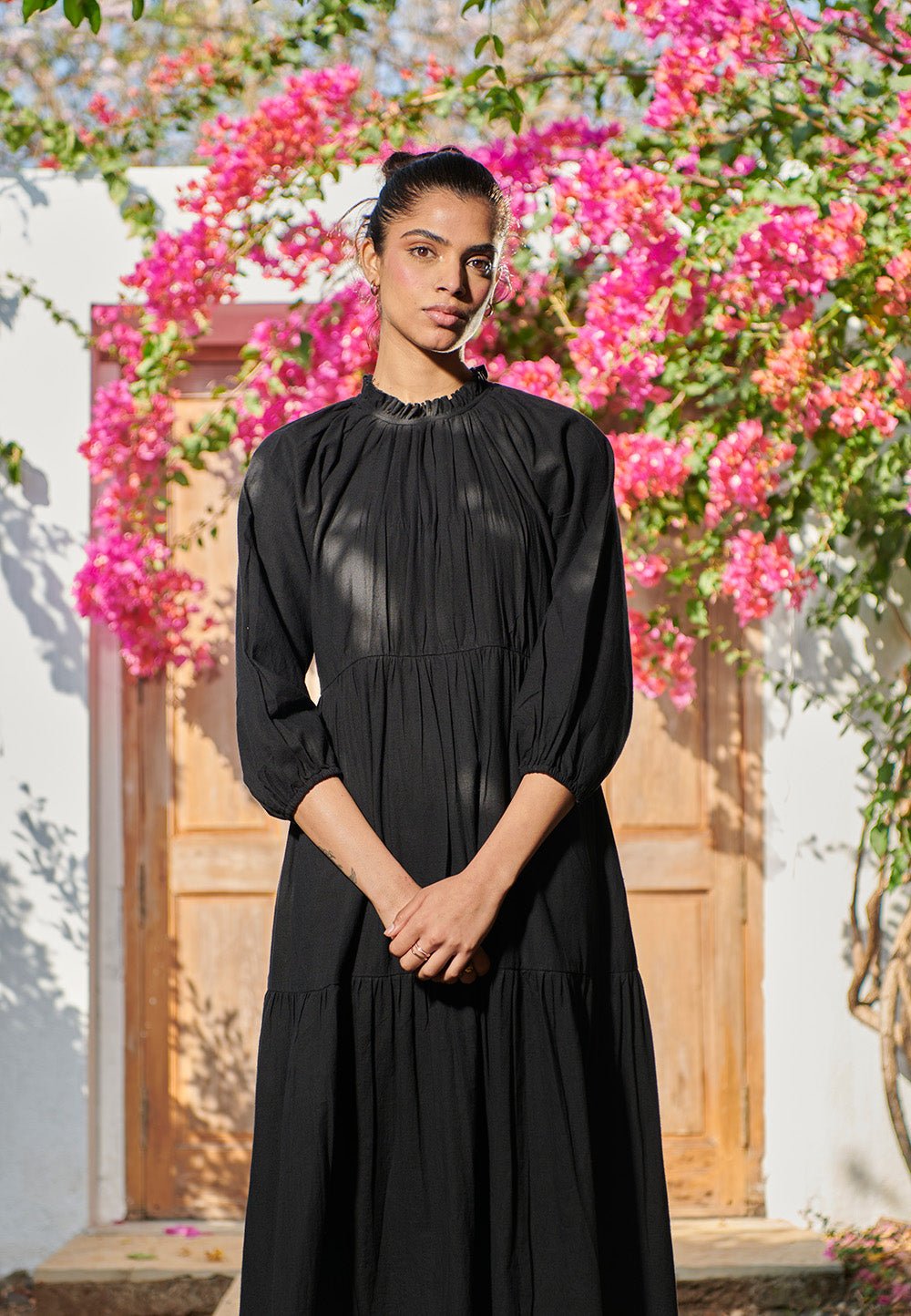 Carbon Co - Linen Three Tiered Dress - CiceroniDressesSaphed