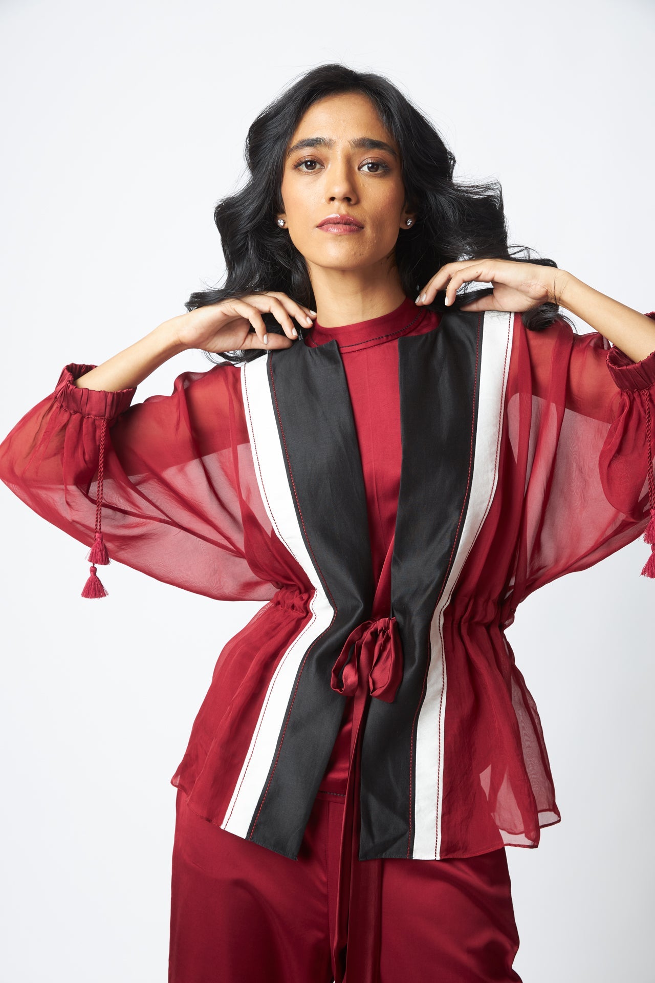 Carla - Sheer Tie - up Jacket & Pants - CiceroniCo - ord SetMadder Much