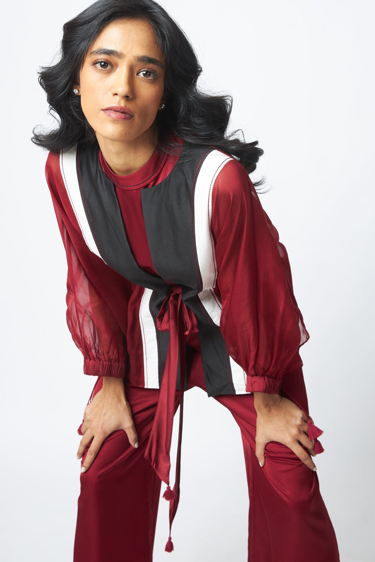 Carla - Sheer Tie - up Jacket & Pants - CiceroniCo - ord SetMadder Much