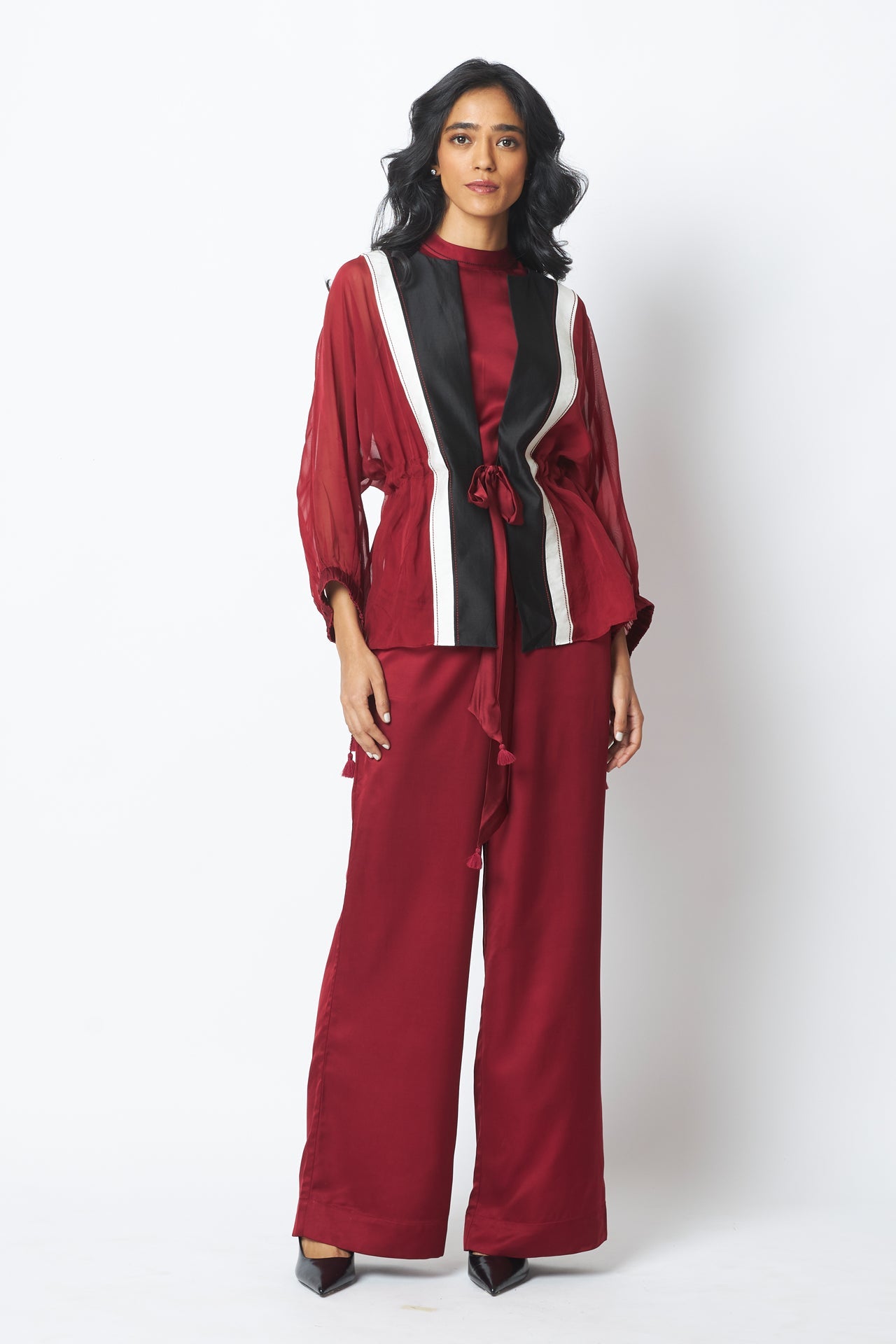 Carla - Sheer Tie - up Jacket & Pants - CiceroniCo - ord SetMadder Much