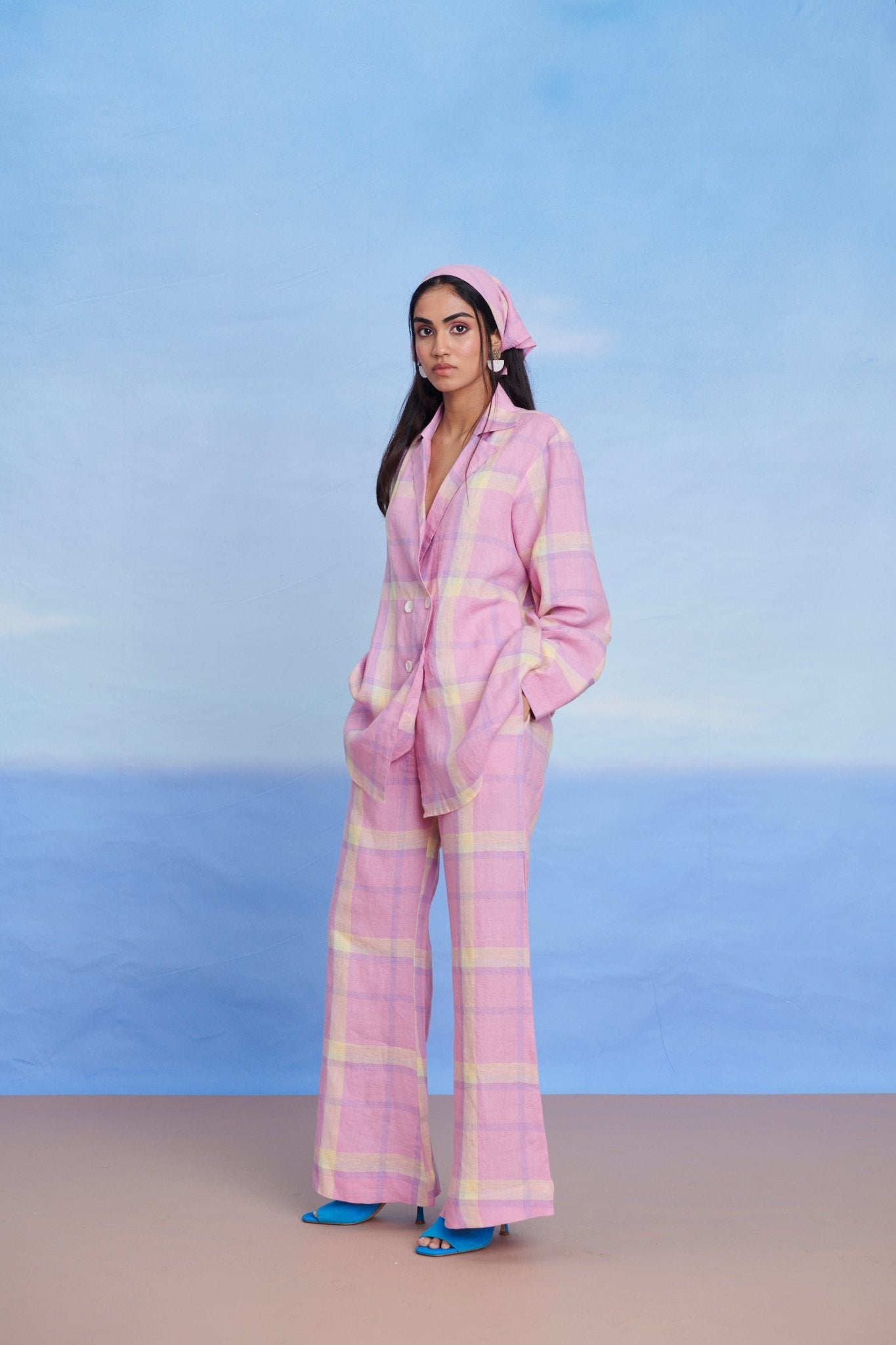 Cassata Linen Bell Bottom Pants - CiceroniPantsSaphed