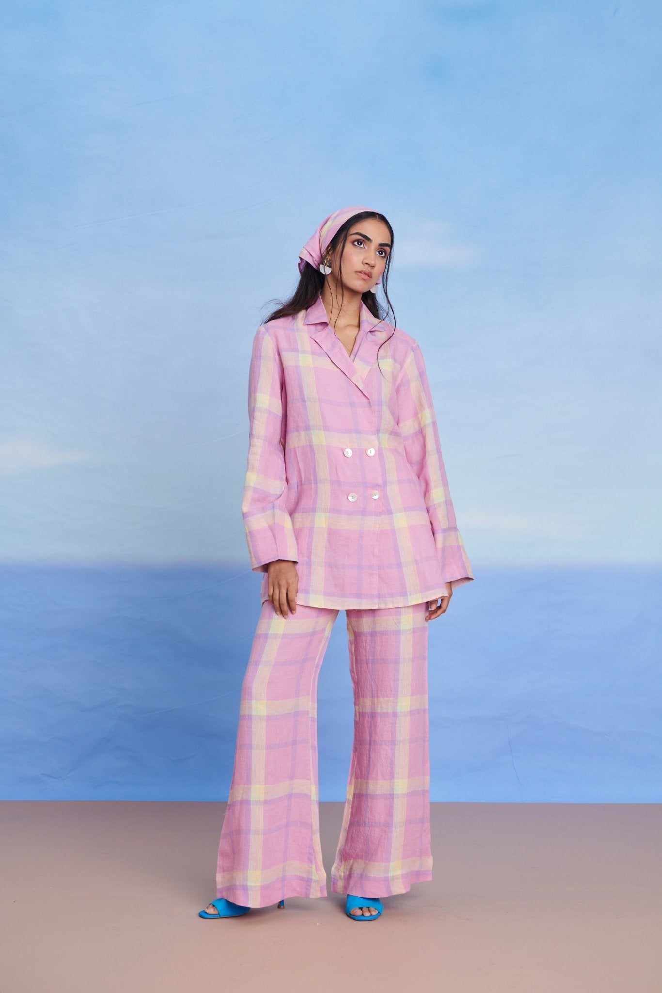 Cassata Linen Bell Bottom Pants - CiceroniPantsSaphed