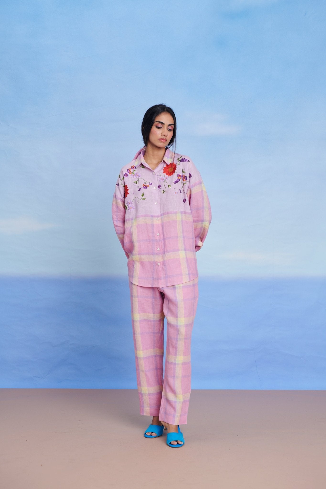 Cassata Linen Pleated Pants - CiceroniPantsSaphed