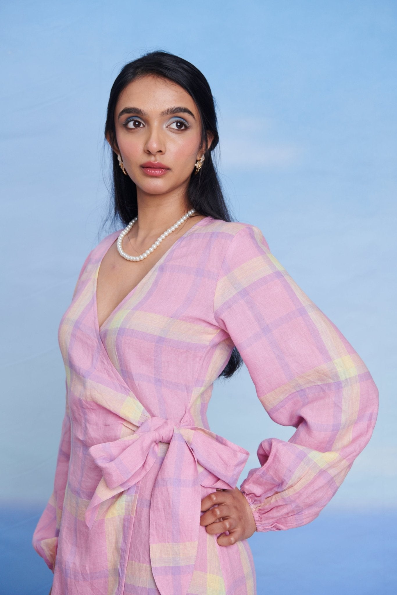 Cassata Linen Wrap Billow Dress - CiceroniDressesSaphed