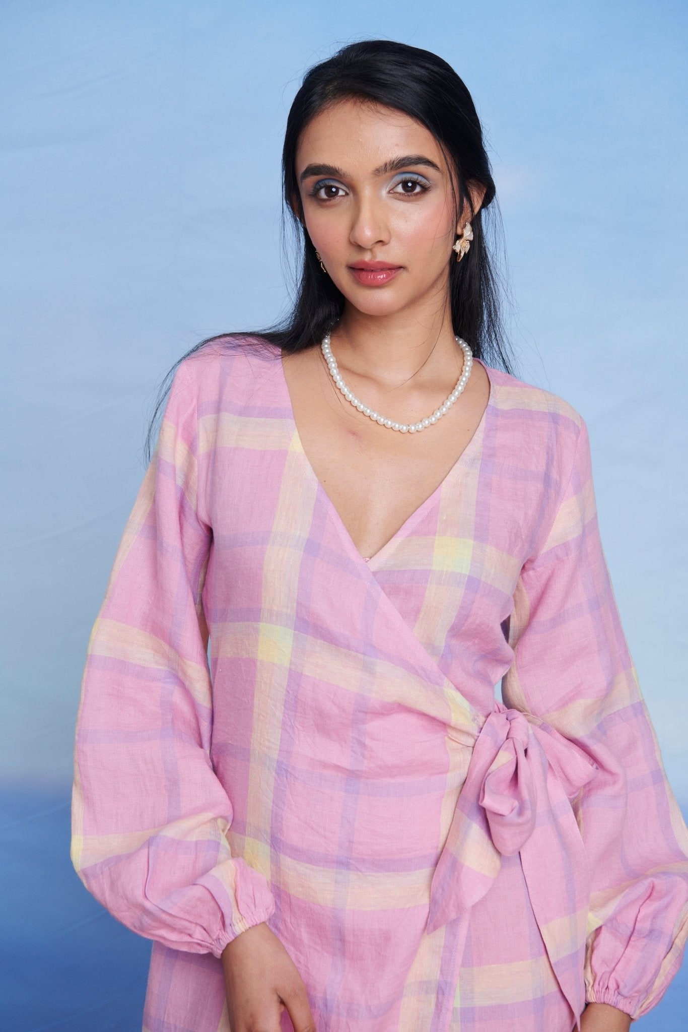 Cassata Linen Wrap Billow Dress - CiceroniDressesSaphed