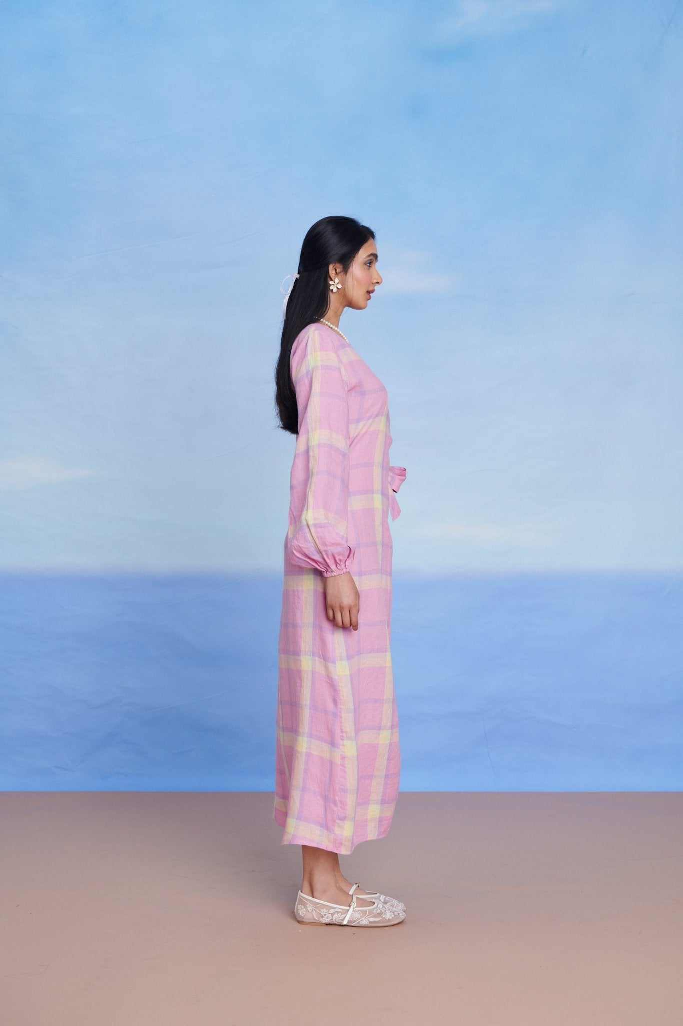 Cassata Linen Wrap Billow Dress - CiceroniDressesSaphed