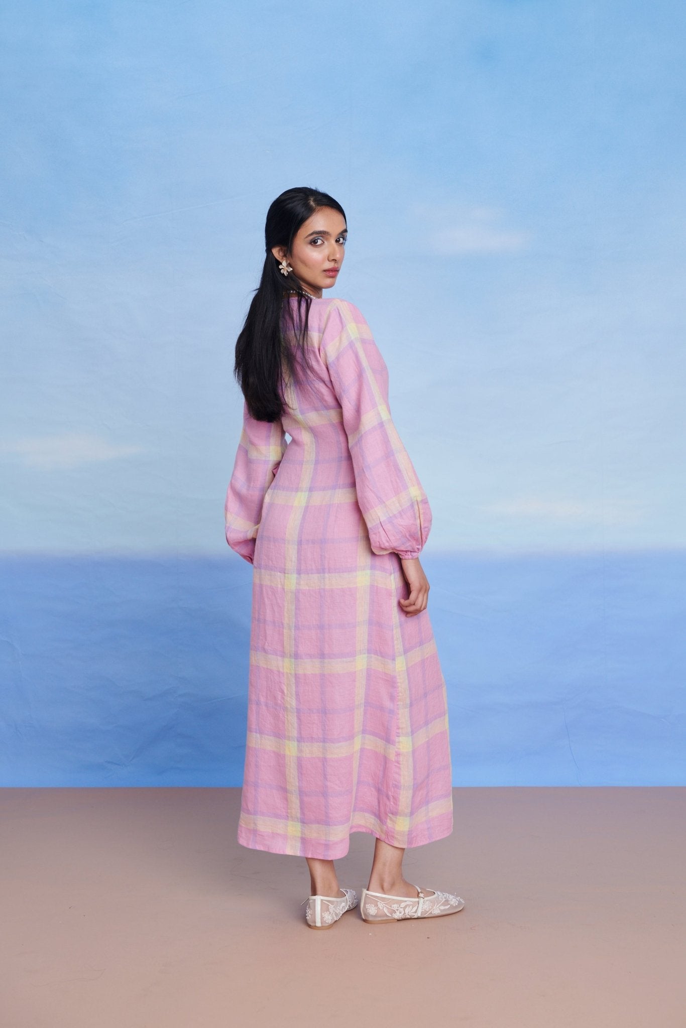 Cassata Linen Wrap Billow Dress - CiceroniDressesSaphed