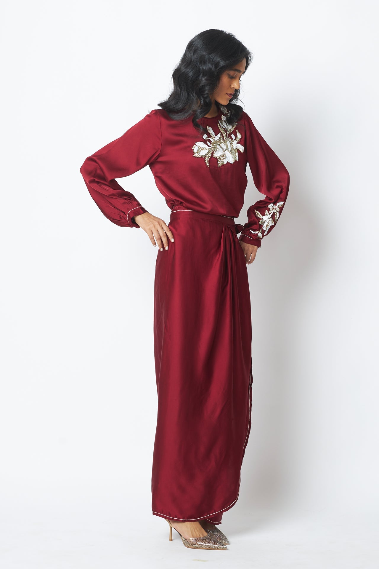 Cathy - One Piece Blouson Drape Skirt - CiceroniDressMadder Much