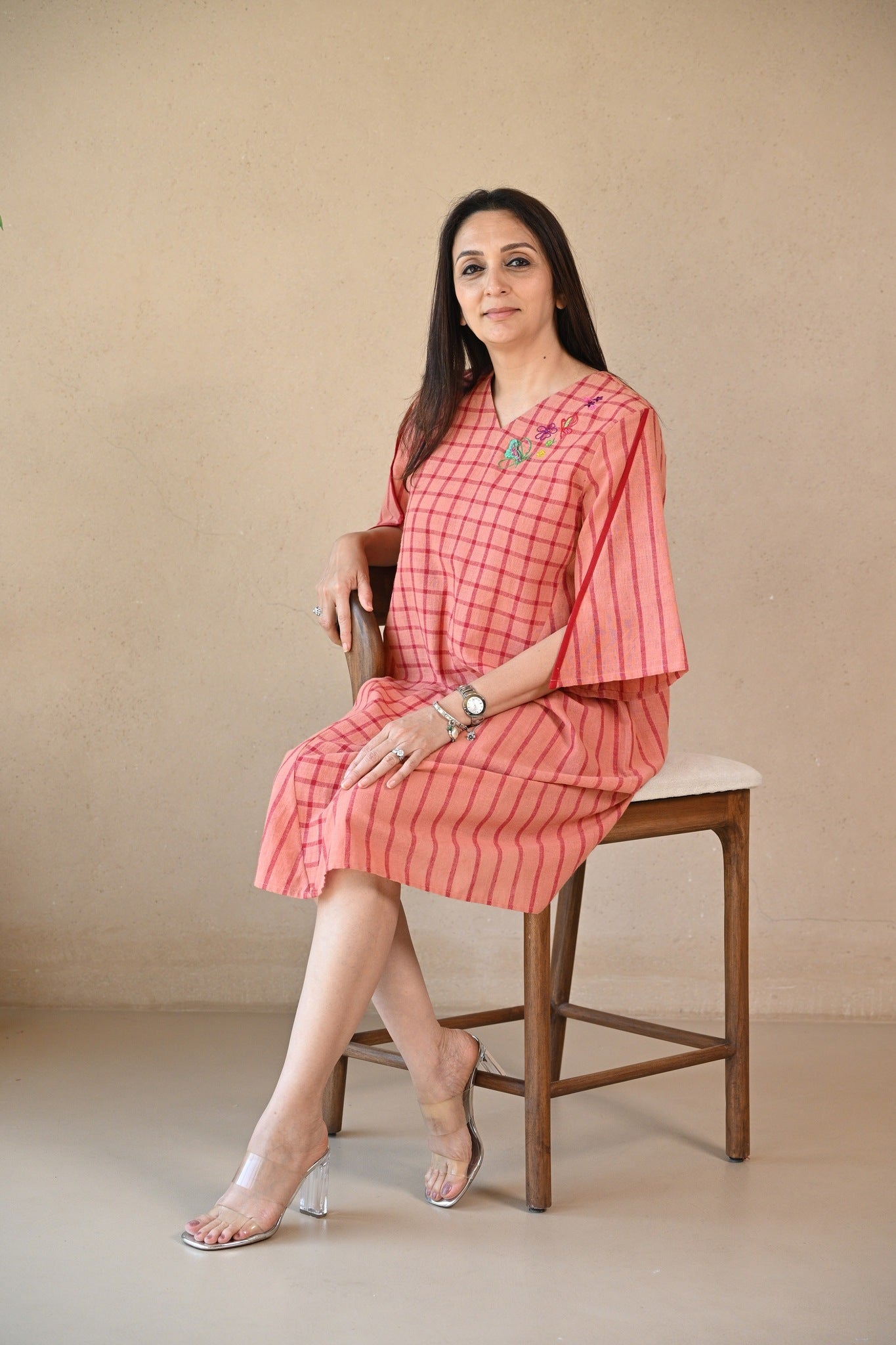 Cedar Dress - Peach Stripe - CiceroniDressesRang by Rajvi
