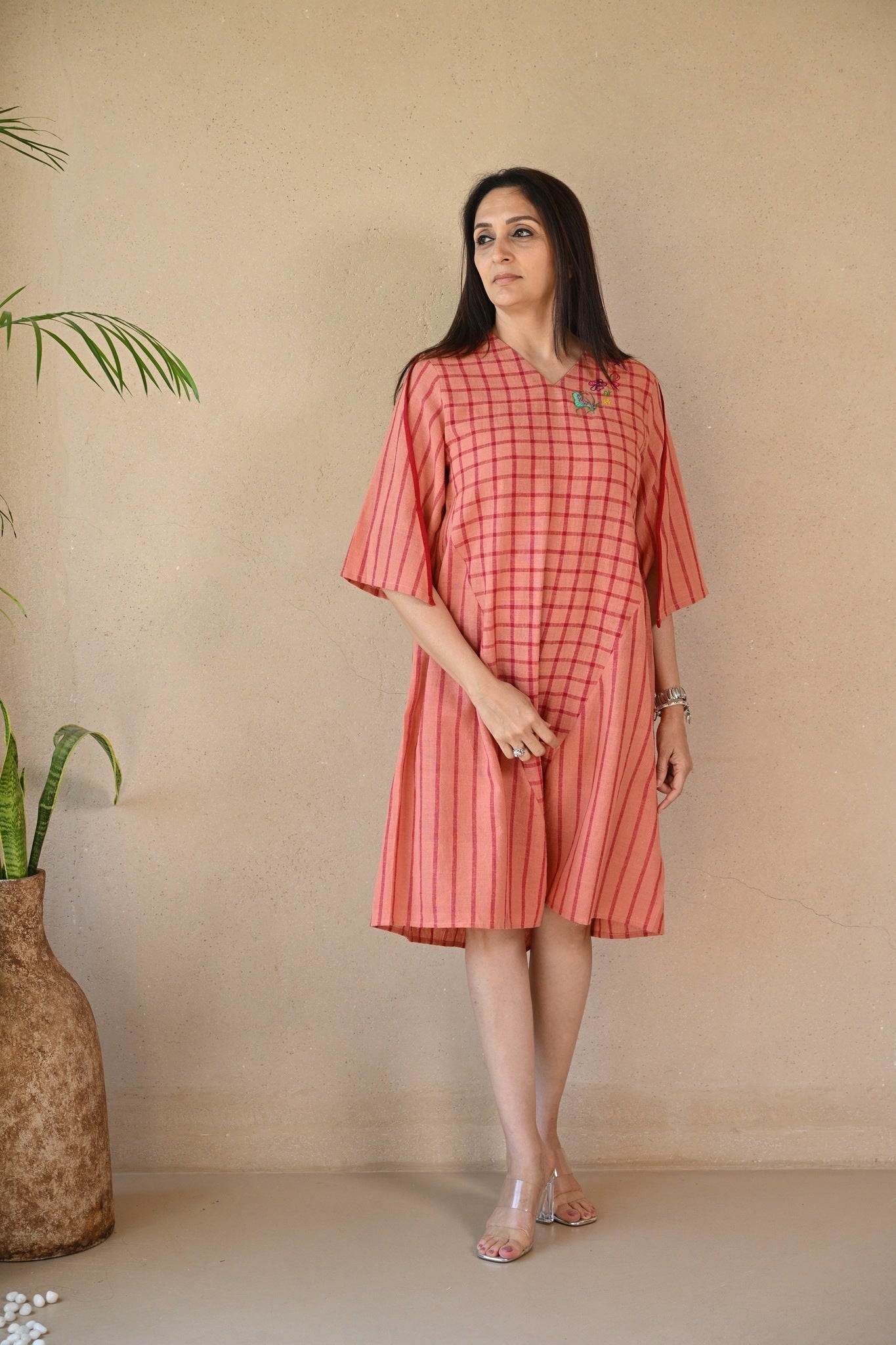 Cedar Dress - Peach Stripe - CiceroniDressesRang by Rajvi