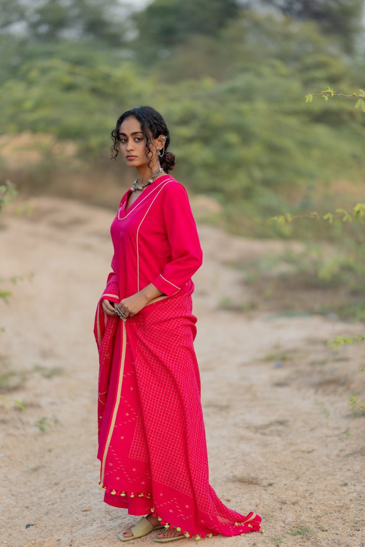 Cerise Kurta Set with Dupatta - CiceroniKurta Set, Everyday WearMaidaan