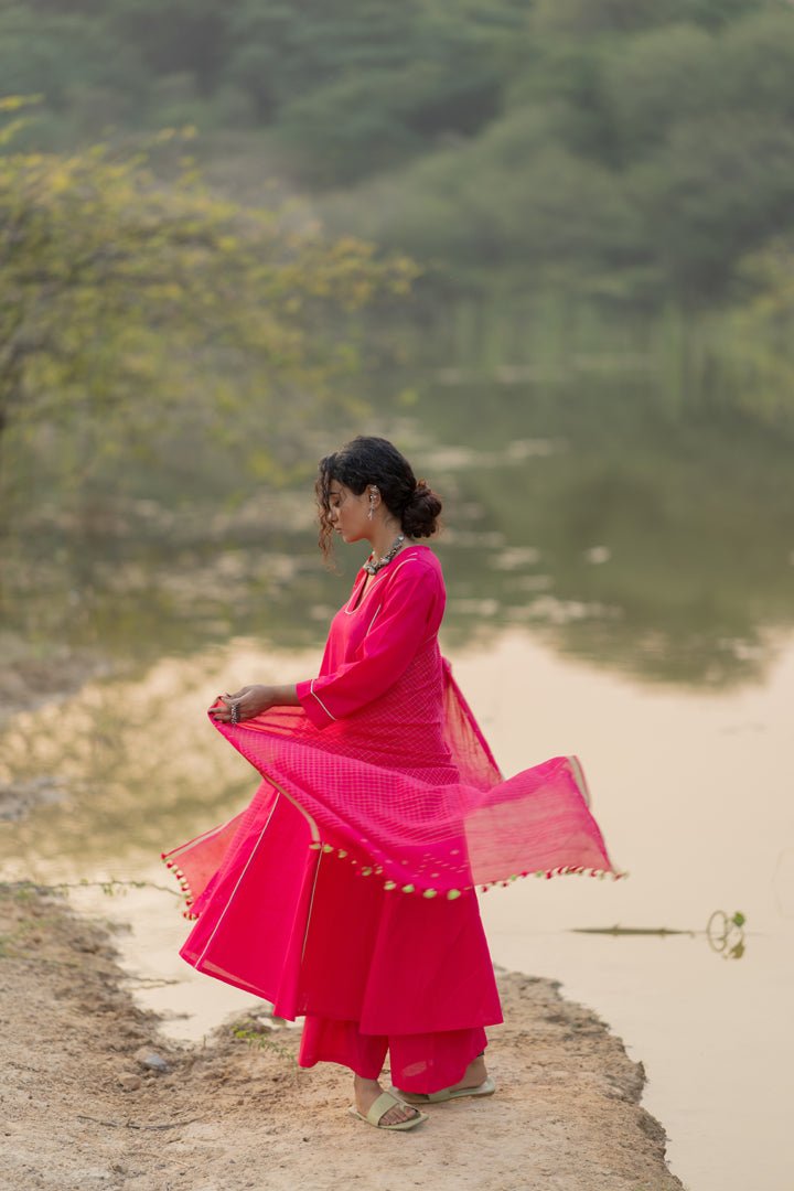 Cerise Kurta Set with Dupatta - CiceroniKurta Set, Everyday WearMaidaan