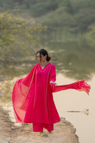 Cerise Kurta Set with Dupatta - CiceroniKurta Set, Everyday WearMaidaan
