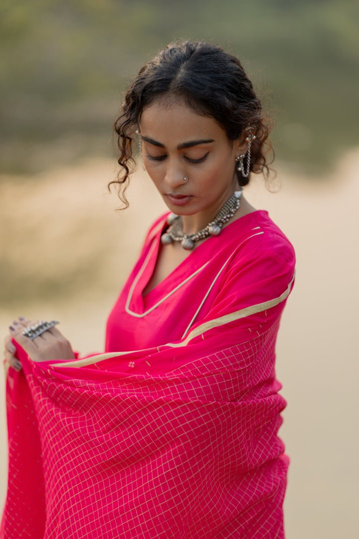 Cerise Kurta Set with Dupatta - CiceroniKurta Set, Everyday WearMaidaan