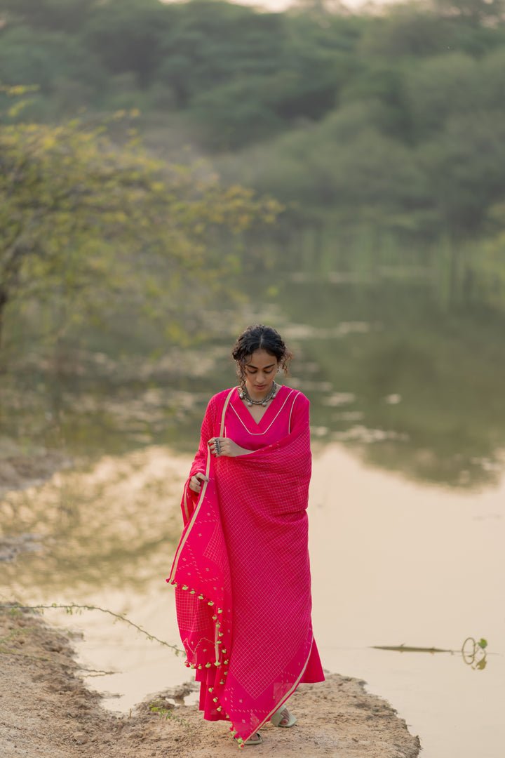Cerise Kurta Set with Dupatta - CiceroniKurta Set, Everyday WearMaidaan