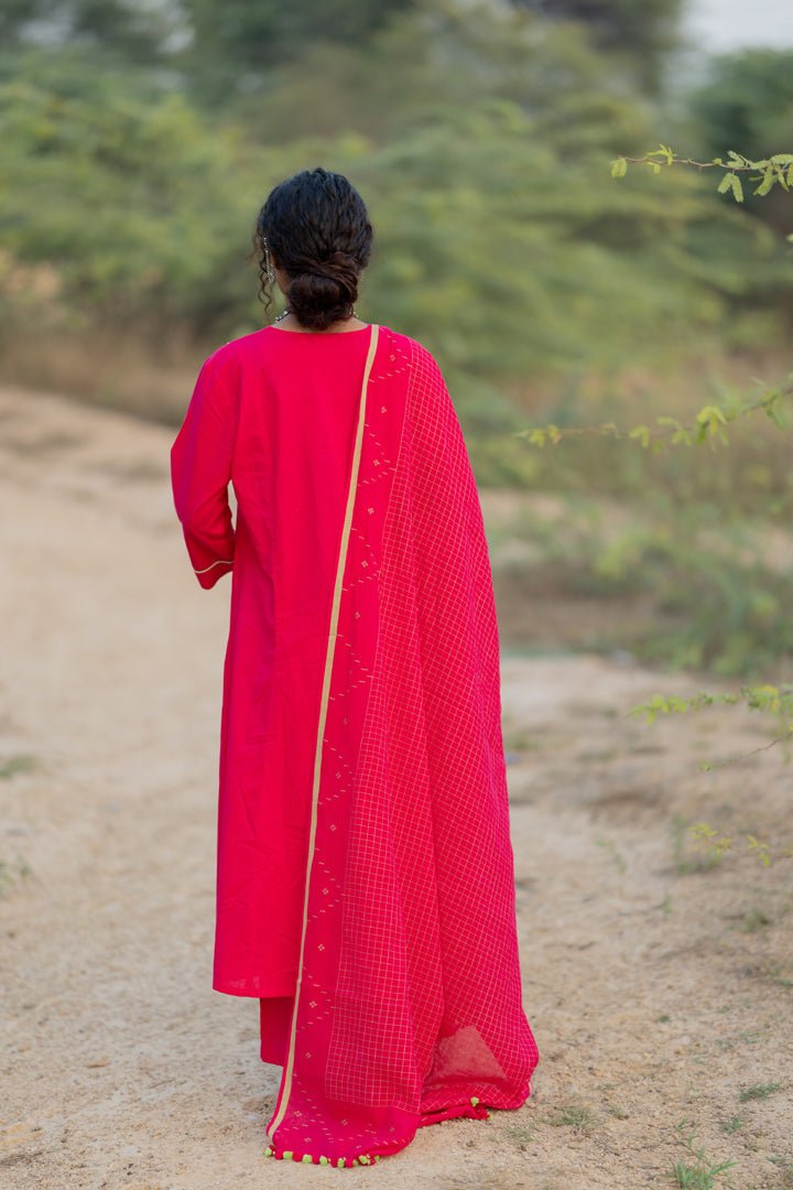 Cerise Kurta Set with Dupatta - CiceroniKurta Set, Everyday WearMaidaan