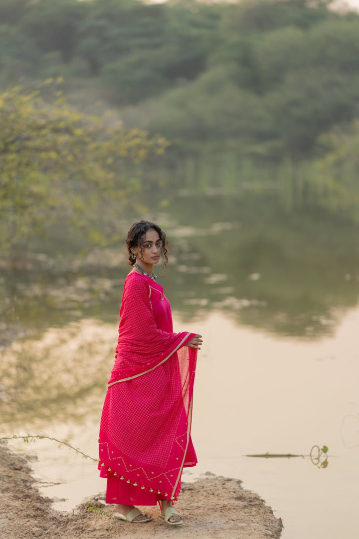 Cerise Kurta Set with Dupatta - CiceroniKurta Set, Everyday WearMaidaan