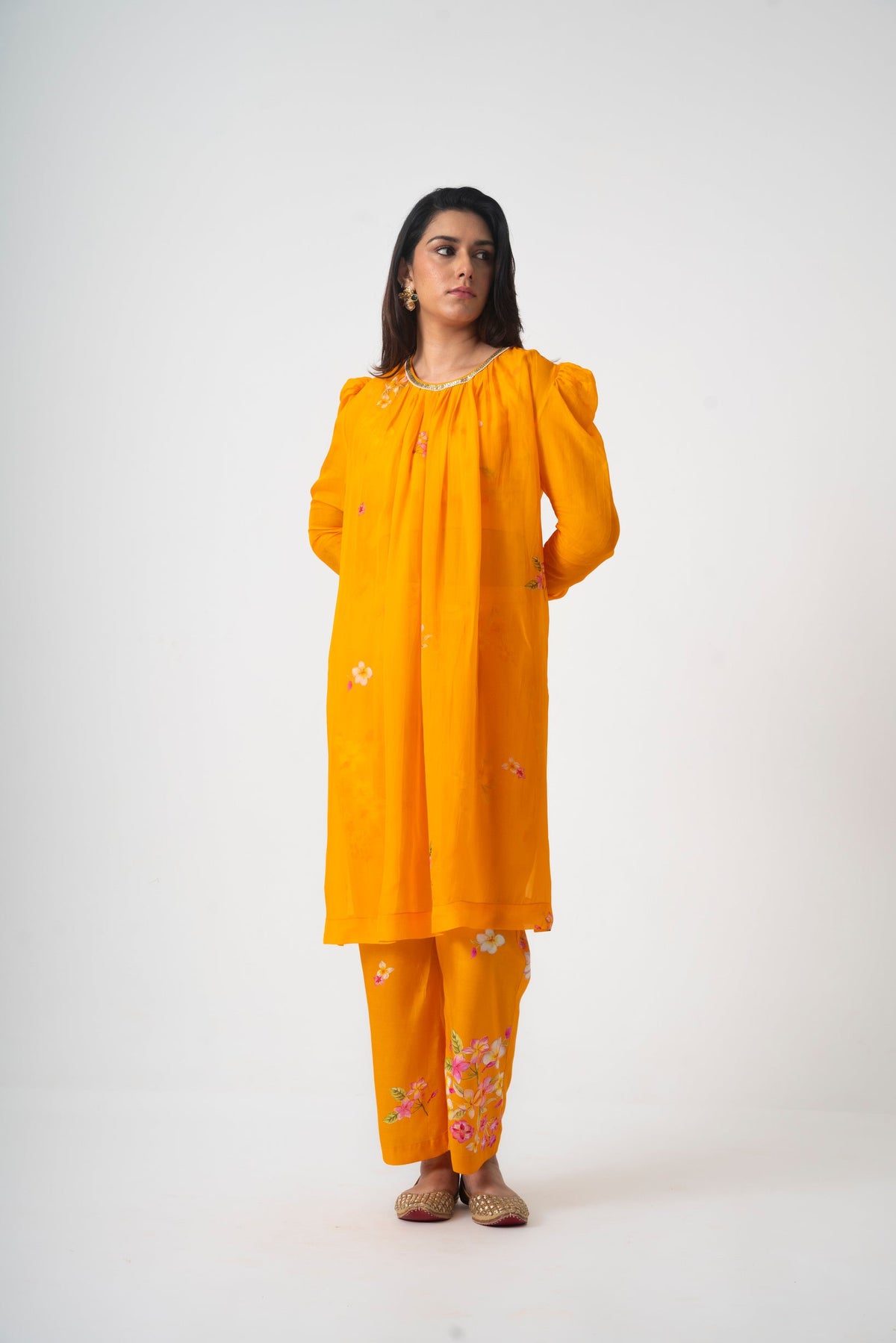 Chafa Blossom Orange Set - CiceroniKurta Set, Festive WearPrachi Kamat