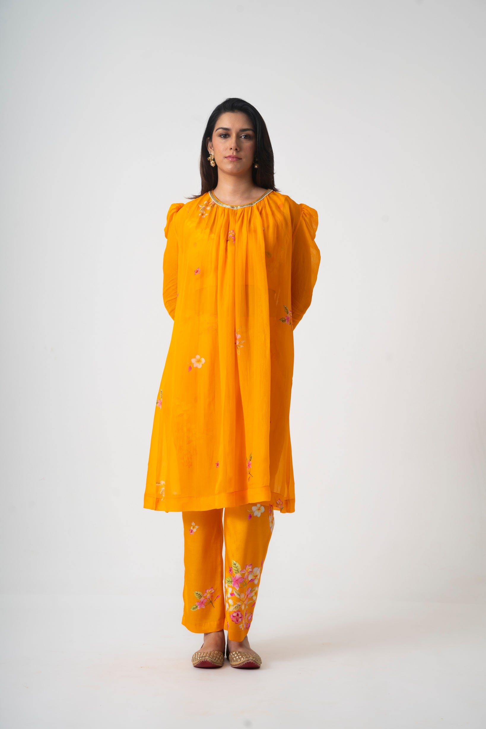 Chafa Blossom Orange Set - CiceroniKurta Set, Festive WearPrachi Kamat