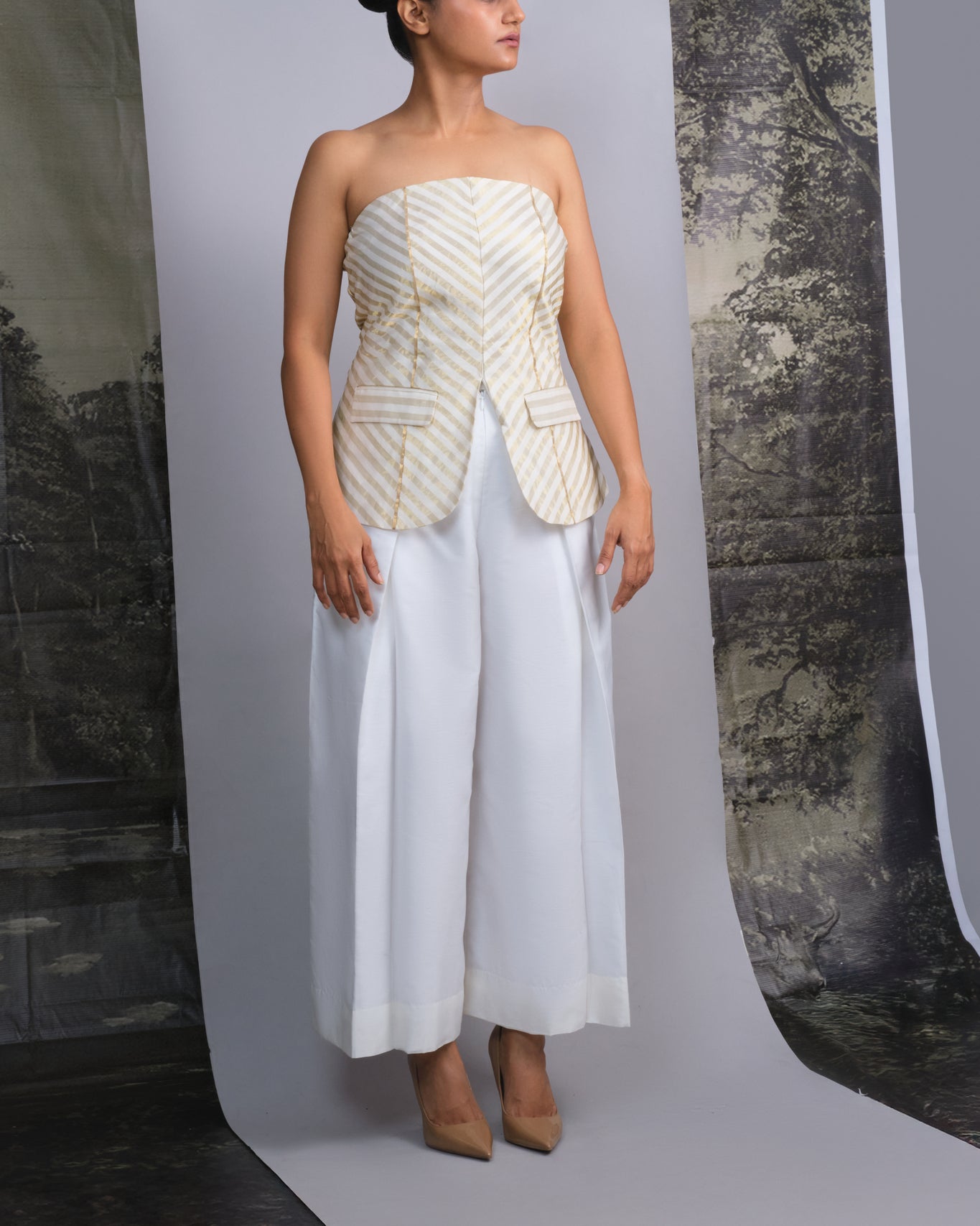 Chanderi Striped Tube and Silk Trousers Set - CiceroniCo - ord SetOtouto