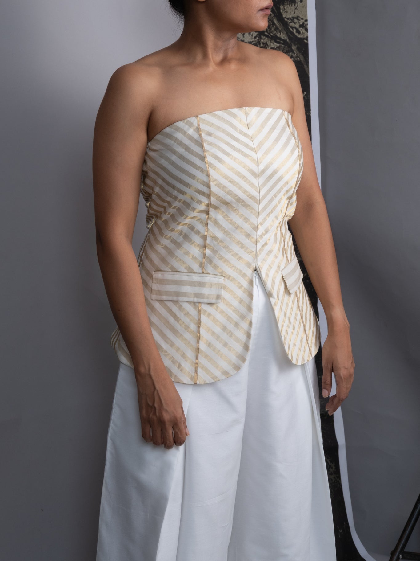 Chanderi Striped Tube and Silk Trousers Set - CiceroniCo - ord SetOtouto