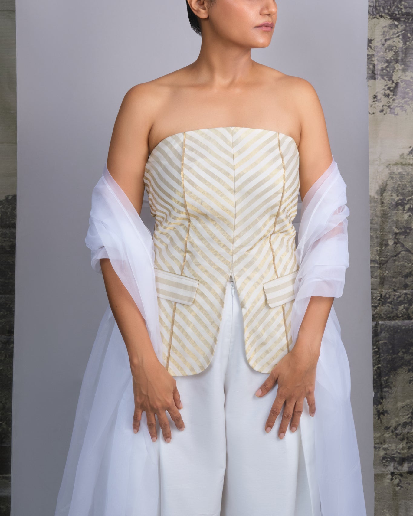 Chanderi Striped Tube and Silk Trousers Set - CiceroniCo - ord SetOtouto